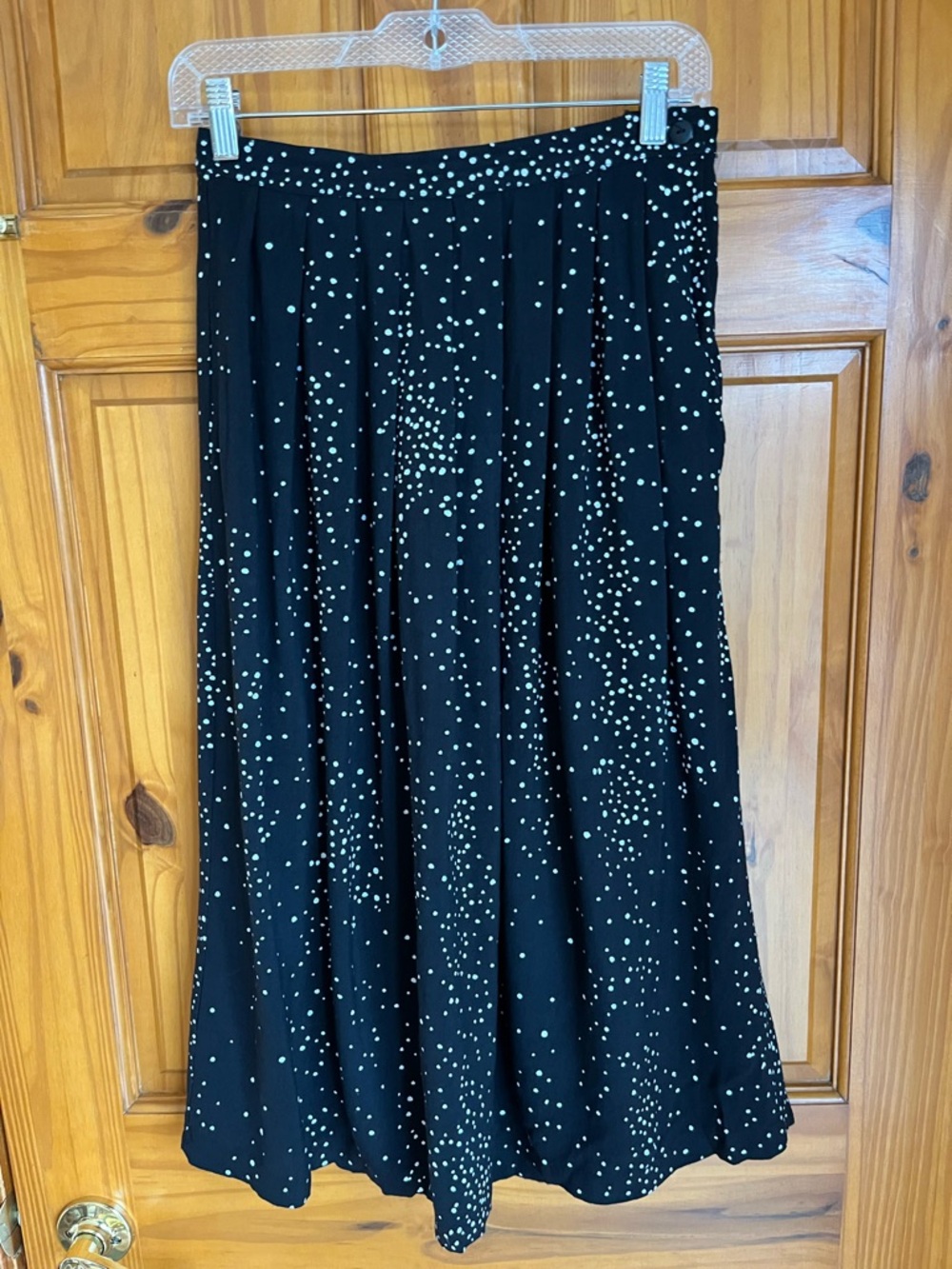 Vintage Black Midi Skirt with White Dot Print